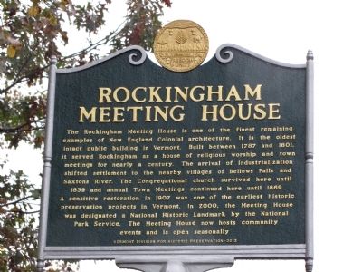 Rockingham Meeting House Marker. Click for full size. Rockingham Meeting House Marker image. Click for full size.