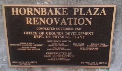Marker Panel 2: "Hornbake Plaza Renovation 1990" image. Click for full size.