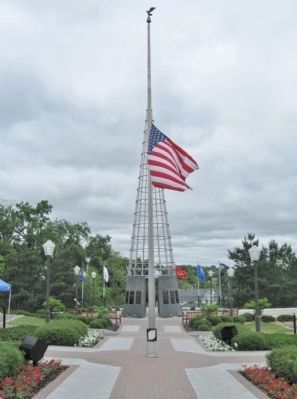 Flagpole and Veterans Memorial image. Click for full size.