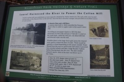 Laurel Harnessed the River to Power the Cotton Mill Marker. Click for full size. Laurel Harnessed the River to Power the Cotton Mill Marker image. Click for full size.