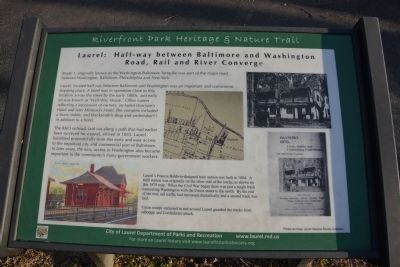 Laurel: Half-way between Baltimore and Washington Marker. Click for full size. Laurel: Half-way between Baltimore and Washington Marker image. Click for full size.