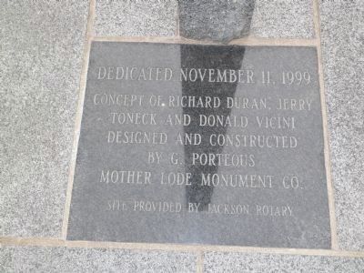Amador County Veterans' Memorial Dedication Plaque. Click for full size. Amador County Veterans' Memorial Dedication Plaque image. Click for full size.