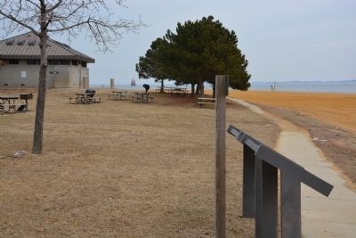 John Wilkes Booth Marker with the Sandy Point Lighthouse in the background image. Click for full size.