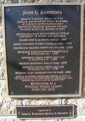 John Q. Hammons Marker. Click for full size. John Q. Hammons Marker image. Click for full size.