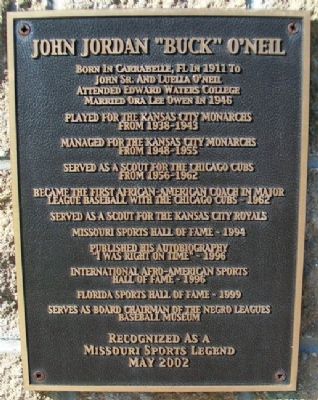 John Jordan "Buck" O'Neil Marker image. Click for full size.