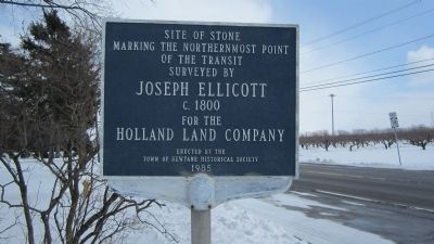 Northern Endpoint of Transit Surveyed by Joseph Ellicott Marker. Click for full size. Northern Endpoint of Transit Surveyed by Joseph Ellicott Marker image. Click for full size.