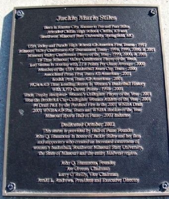 Jackie Marie Stiles Marker. Click for full size. Jackie Marie Stiles Marker image. Click for full size.