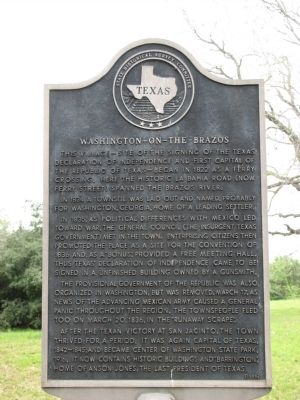 Washington-on-the-Brazos Texas Historical Marker image. Click for full size.