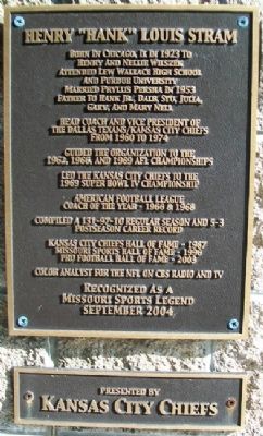 Henry "Hank" Louis Stram Marker. Click for full size. Henry "Hank" Louis Stram Marker image. Click for full size.