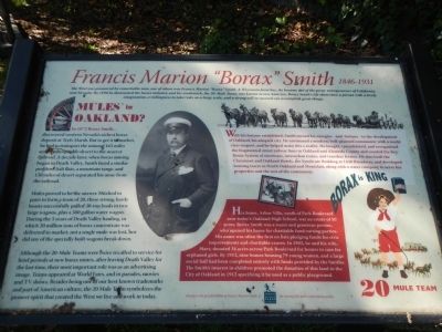 Francis Marion “Borax” Smith Marker. Click for full size. Francis Marion “Borax” Smith Marker image. Click for full size.