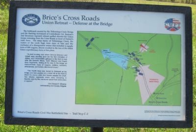 Brice's Cross Roads: Union Defeat - Defense at the Bridge Marker. Click for full size. Brice's Cross Roads: Union Defeat - Defense at the Bridge Marker image. Click for full size.