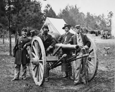 Union officers with 3-inch ordnance rifle image. Click for full size.
