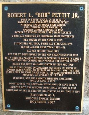 Robert L. "Bob" Pettit Jr. Marker image. Click for full size.