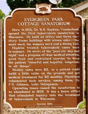 Evergreen Park Cottage Sanatorium Marker image. Click for full size.