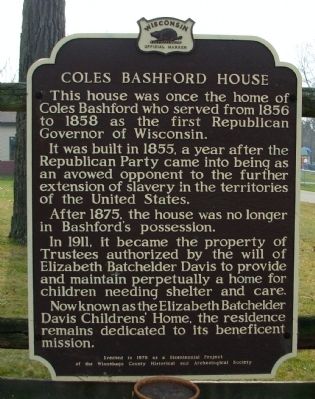 Coles Bashford House Marker image. Click for full size.