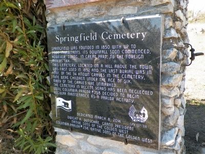 Springfield Cemetery Marker. Click for full size. Springfield Cemetery Marker image. Click for full size.