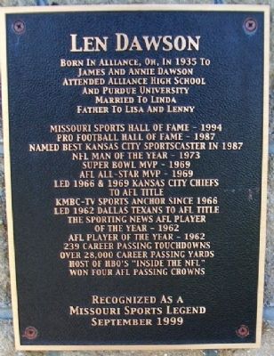 Len Dawson Marker. Click for full size. Len Dawson Marker image. Click for full size.