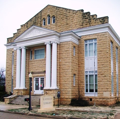 Photo: Carnegie Library Building and Marker