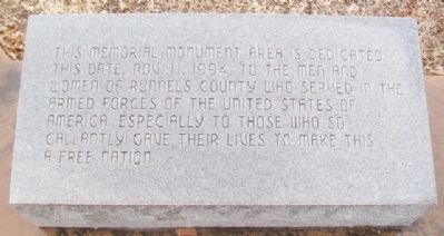 Runnels County Veterans Memorial Marker image. Click for full size.