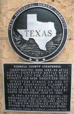 Runnels County Courthouse Marker image. Click for full size.