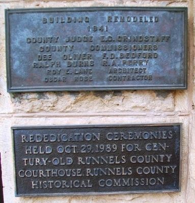 Runnels County Courthouse Rededication Markers. Click for full size. Runnels County Courthouse Rededication Markers image. Click for full size.