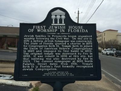 First Jewish House of Worship in Florida Marker image. Click for full size.