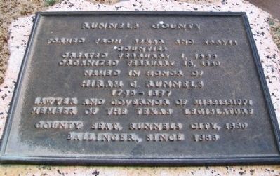 Runnels County Marker. Click for full size. Runnels County Marker image. Click for full size.