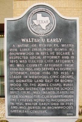Walter U. Early Marker image. Click for full size.