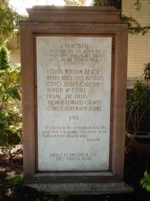 World War I Memorial Marker. Click for full size. World War I Memorial Marker image. Click for full size.