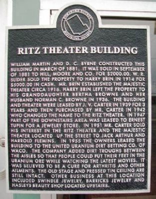 Ritz Theater Building Marker. Click for full size. Ritz Theater Building Marker image. Click for full size.