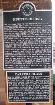 Huett Building and Carrera Glass Markers. Click for full size. Huett Building and Carrera Glass Markers image. Click for full size.