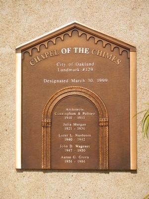 Chapel of the Chimes Landmark Designation Plaque image. Click for full size.