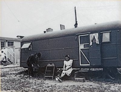 Arlington Virginia,<br> FSA Trailer Camp Project for Negroes,<br>Single Type Trailer; April 1942 image. Click for full size.