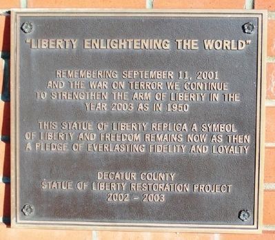 Replica of the Statue of Liberty Restoration Marker image. Click for full size.