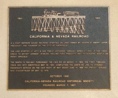 California & Nevada Railroad Marker image. Click for full size.
