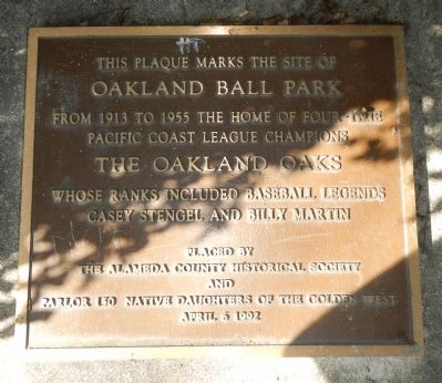 Oakland Ball Park Marker image. Click for full size.
