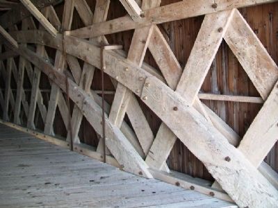 Holliwell Covered Bridge Trusswork Detail image. Click for full size.