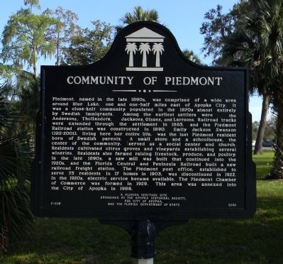 Community of Piedmont Marker image. Click for full size.