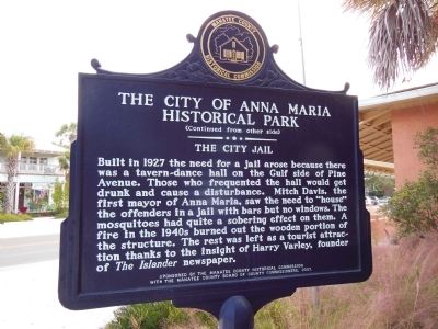 The City of Anna Maria Historical Park Marker (<i>side 2</i>) image. Click for full size.