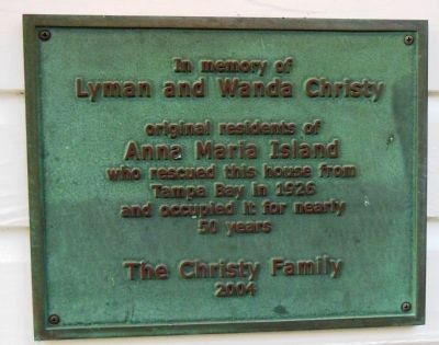 Lyman and Wanda Christy Memorial Placard. Click for full size. Lyman and Wanda Christy Memorial Placard image. Click for full size.