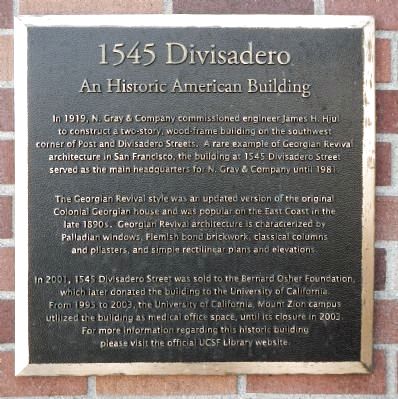 1545 Divisadero Marker image. Click for full size.