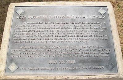 45th Infantry Division Memorial Highway Marker image. Click for full size.