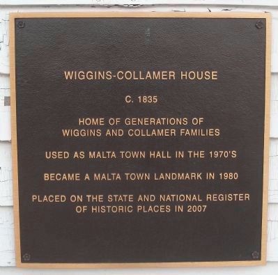 Wiggins – Collamer House Plaque. Click for full size. Wiggins – Collamer House Plaque image. Click for full size.