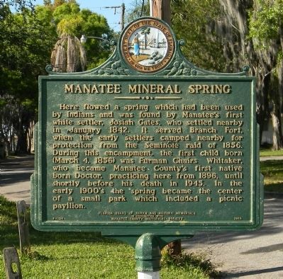 Manatee Mineral Spring Marker. Click for full size. Manatee Mineral Spring Marker image. Click for full size.