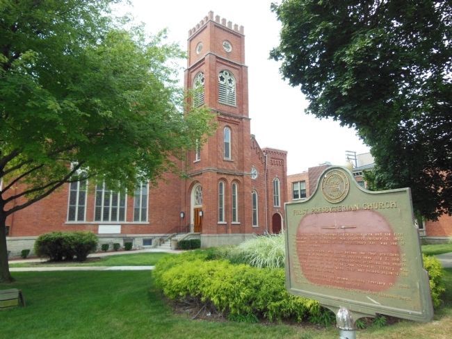 Former First Presbyterian Church Marker. Click for full size. Former First Presbyterian Church Marker image. Click for full size.