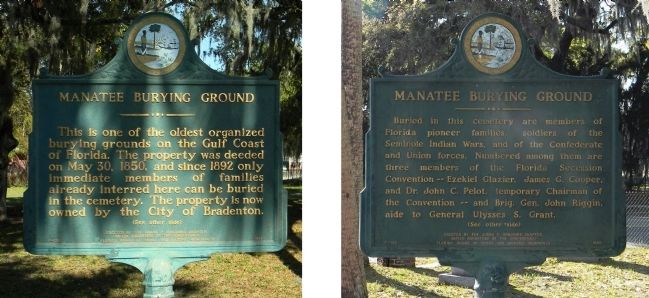Manatee Burying Ground Marker image. Click for full size.