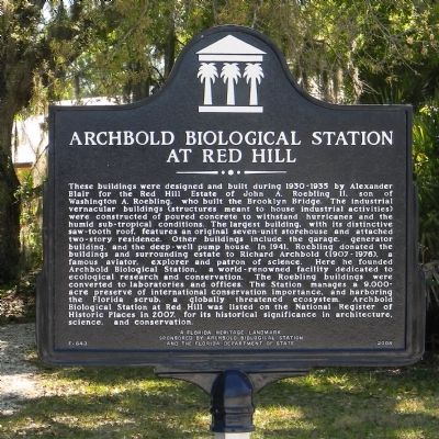 Archbold Biological Station at Red Hill Marker image. Click for full size.