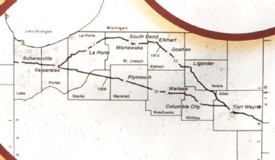 Route of Lincoln Highway in Indiana image. Click for full size.