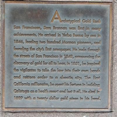 Brannan Street Marker, right left plaque. Click for full size. Brannan Street Marker, right left plaque image. Click for full size.