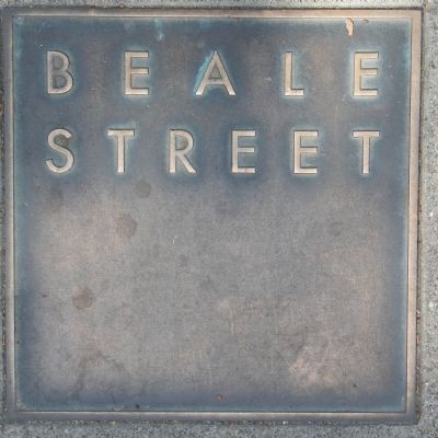 Beale Street Marker, top left plaque image. Click for full size.